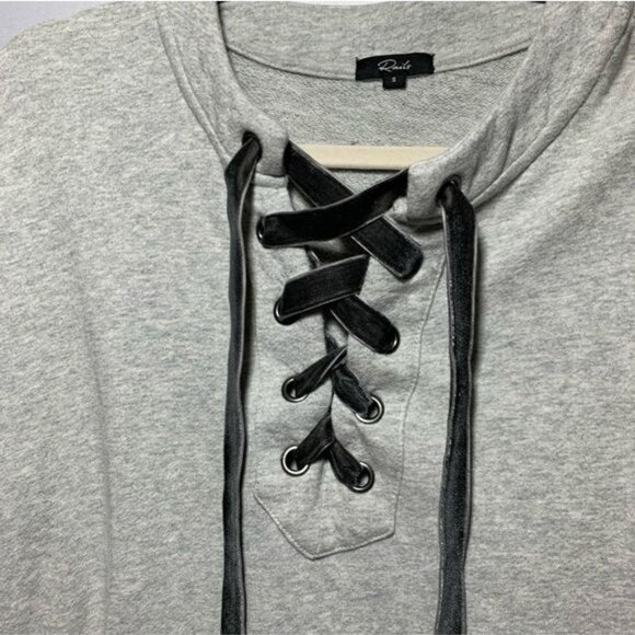 Rails Ryan Sweatshirt Size Small Velvet Lace-up Heather Gray Long Sleeve - Picture 3 of 7